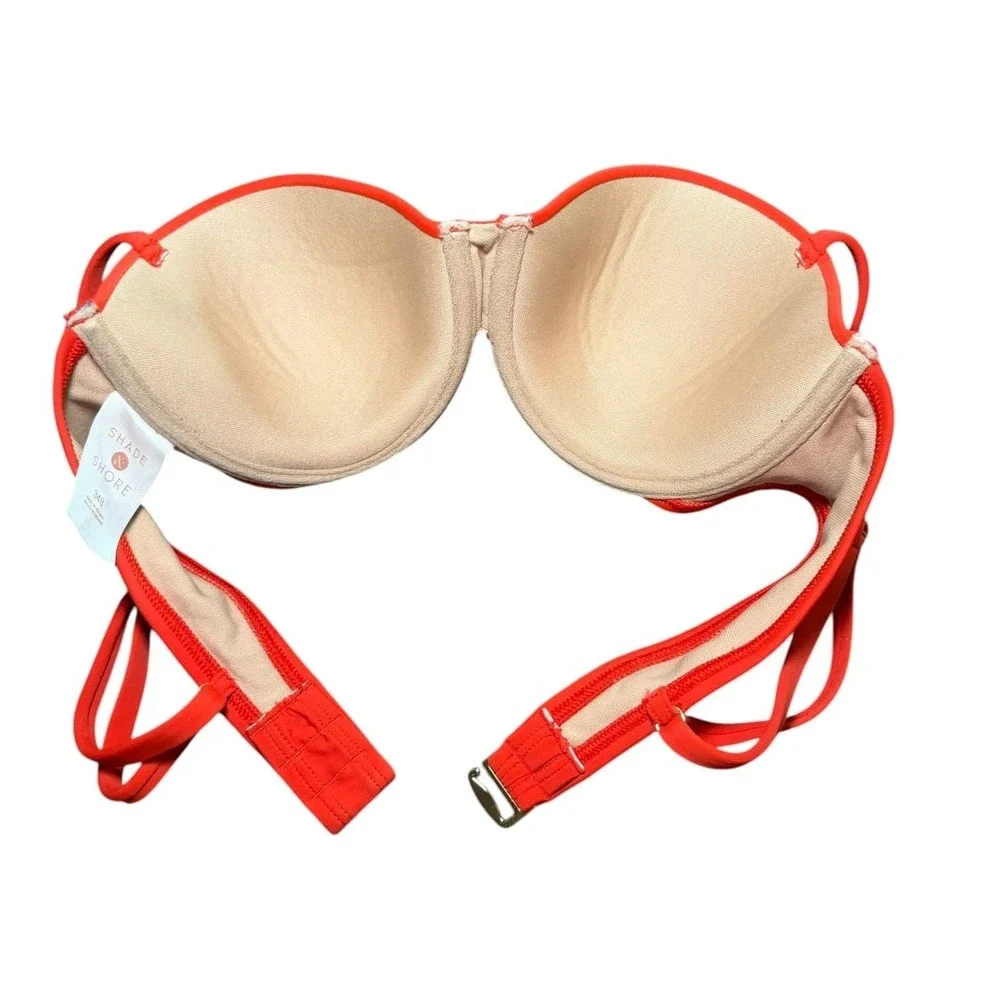 Shade & Shore Red Bikini Top 34B Push Up Underwire Swim Top NWOT